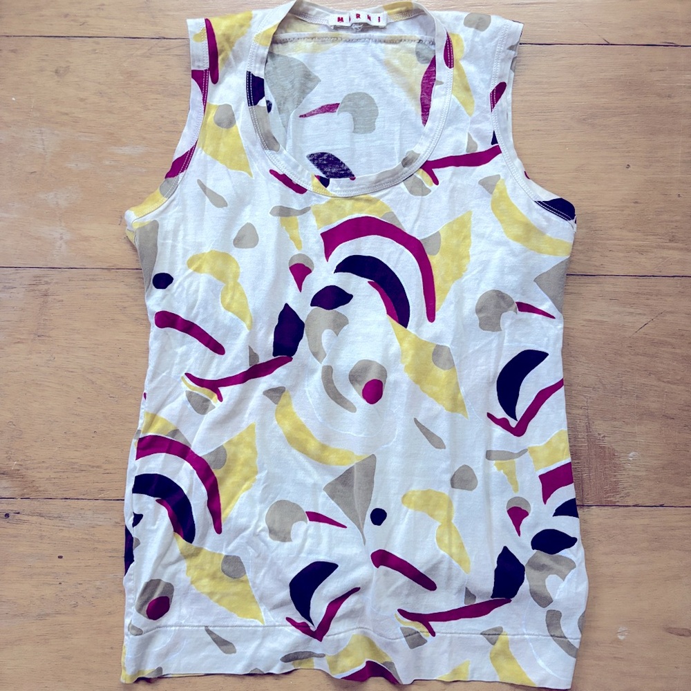 Marni cotton print sleeveless tank top S